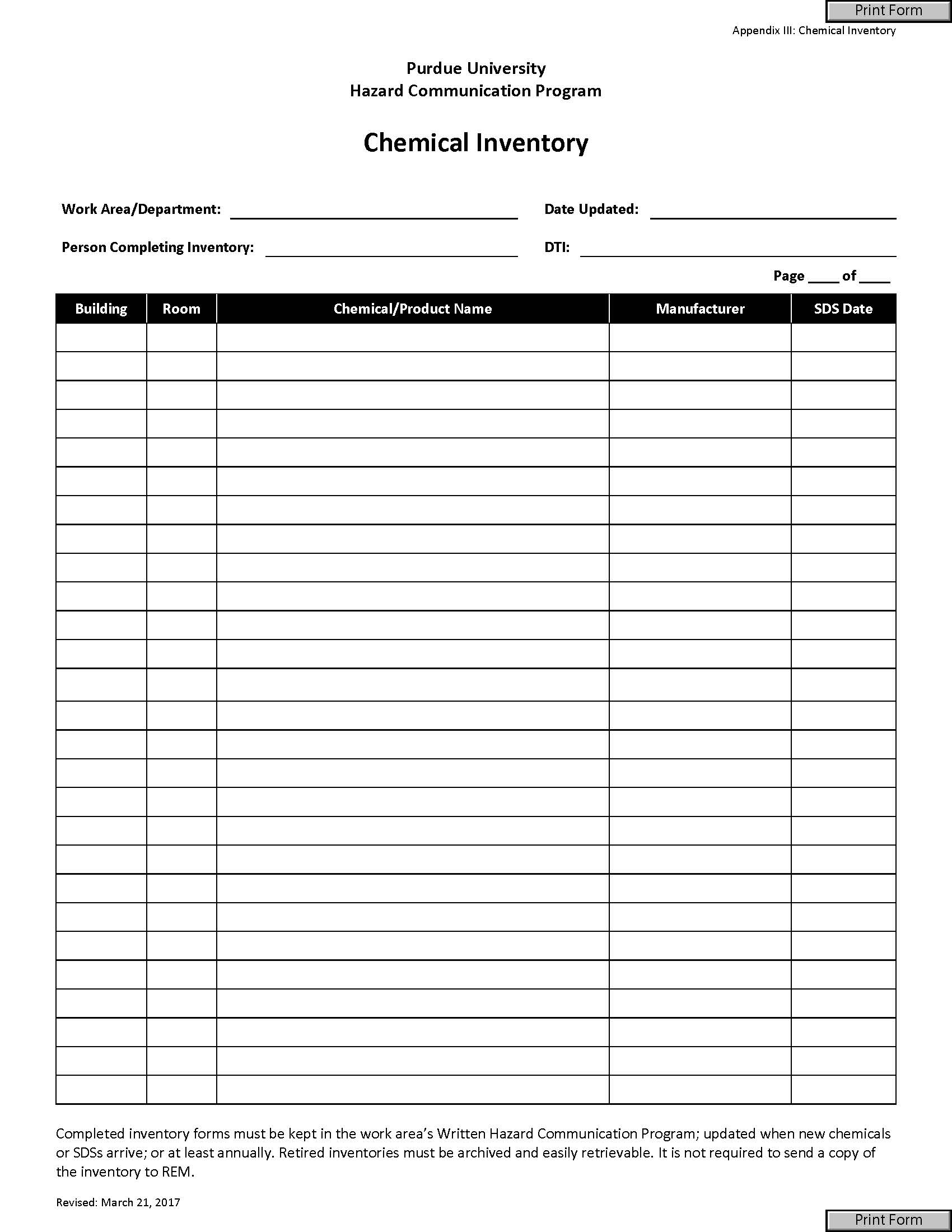 image of chemical inventory form